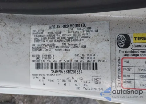 2008 Ford Fusion Se from USA, damaged, VIN 3FAHP07Z38R201864